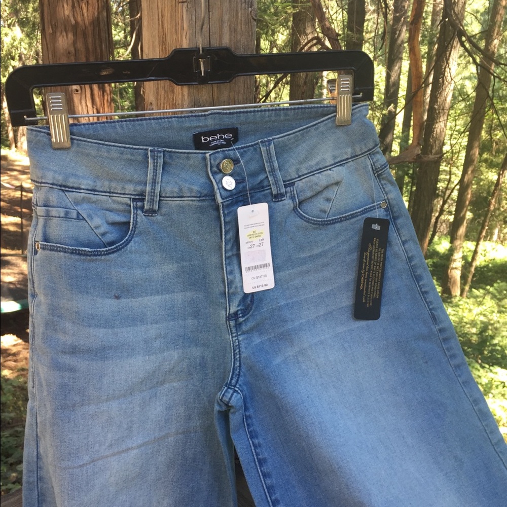 Bebe stone washed boaters high waisted distressed  barrel jeans - Picture 2 of 7